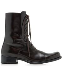 The Row - Kai Lace-Up Leather Boots - Lyst