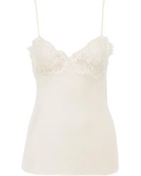 Chloé - Lace-Trimmed Silk Satin Top - Lyst