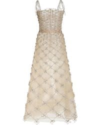 Oscar de la Renta - Crystal-embellished Mesh Midi Dress - Lyst