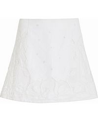 Aje. - Agua Embroidered Linen-blend Mini Skirt - Lyst