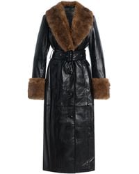 Stand Studio - Estella Faux Shearling-trimmed Vegan Leather Coat - Lyst