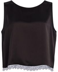Leset - Barb Lae-Trimmed Satin Cropped Top - Lyst