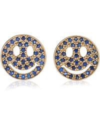 Sydney Evan - Happy Face 14k Yellow Gold Sapphire Earrings - Lyst