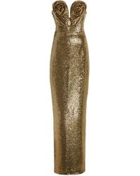 Carolina Herrera - Strapless Rosette-Detailed Sequined Gown - Lyst