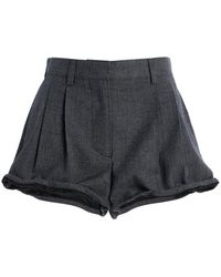 Prada - Pleated Grisaille-Wool Shorts - Lyst