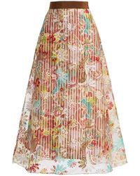 Silvia Tcherassi - Nelida Embroidered Organza Midi Skirt - Lyst