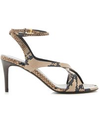 KHAITE - Liria Python-Effect Leather Sandals - Lyst