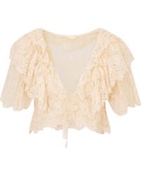 LoveShackFancy - Caper Ruffled Lace Top - Lyst