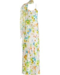 Rodarte - Floral-Printed Satin Slip Gown - Lyst
