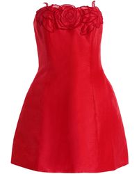 LEO LIN - Exclusive Rosario Appliquéd Linen Bustier Mini Dress - Lyst