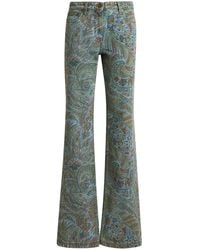 Etro - Printed Rigid Low-Rise Flared Jeans - Lyst