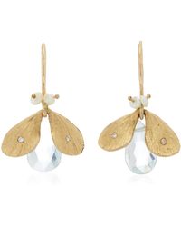 Annette Ferdinandsen - Jeweled Bug 14k Yellow Gold Aquamarine, Pearl, Diamond Earrings - Lyst