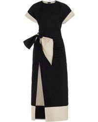 Rosie Assoulin - Colorblocked Cotton-blend Midi Dress - Lyst