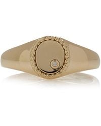 Yvonne Léon - 9k Yellow Gold Signet Diamond Ring - Lyst