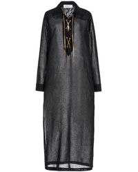 Michael Kors - Lace-up Sheer Linen Tunic Maxi Dress - Lyst