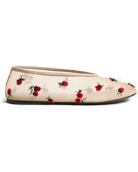 KHAITE - Marcy Raspberry-Embroidered Mesh Flats - Lyst