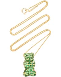 Lauren X Khoo - Tsavorite-embellished Gummy Bear 18k Yellow-gold Necklace - Lyst