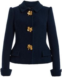 Oscar de la Renta - Flower-Button Tweed Jacket - Lyst