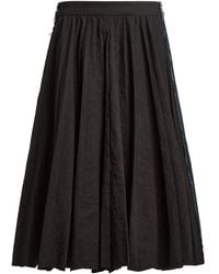 Balenciaga - Hybrid Pleated Wool-Ramie Midi Skirt - Lyst