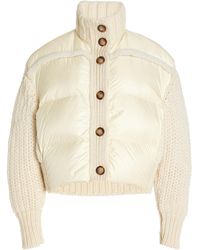 Moncler - Shearling-trimmed Down-detailed Wool-blend Cardigan - Lyst
