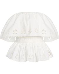 Posse - Exclusive Riviera Cecilia Ruffled Strapless Cotton Top - Lyst