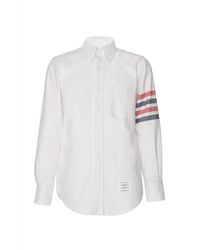 Thom Browne Stripe-detailed Cotton-flannel Button-down Shirt - White