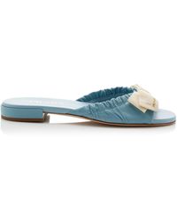 Prada - Grosgrain-Trimmed Leather Sandals - Lyst