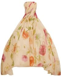 Carolina Herrera - Pleated Crepe Organza High-Low Gown - Lyst