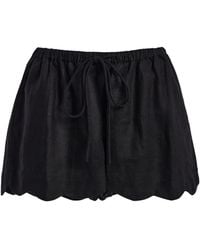 ELCE - Kai Scalloped Linen Mini Shorts - Lyst