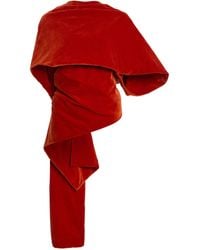 Colleen Allen - Draped Cotton-Velvet Shawl Top - Lyst