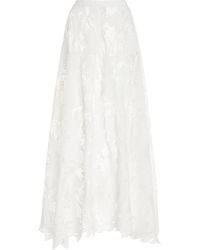 Oscar de la Renta - Embroidered Guipure Lace Midi Skirt - Lyst