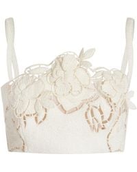 Oscar de la Renta - Floral Tweed Crop Top - Lyst