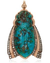Sylva & Cie - Kingman 14k Rose Gold Diamond And Turquoise Scarab Pendant - Lyst