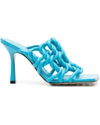 Bottega Veneta - Stretch Leather Heel Sandals - Lyst