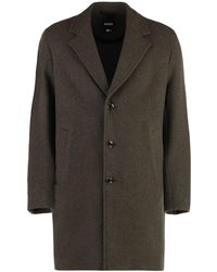 BOSS - Single-Breasted Wool Coat - Lyst