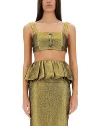 Self-Portrait - Metallic Jacquard Crop Top - Lyst