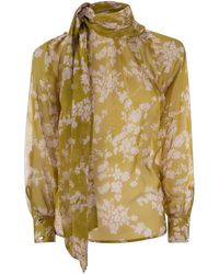 Elisabetta Franchi - Printed Silk Voile Blouse Shirt - Lyst