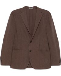 Corneliani - Chocolate Virgin Wool Linen Blended Single Breasted Blazer - Lyst