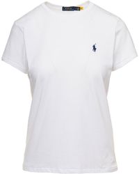 Polo Ralph Lauren - Crewneck T-Shirt With Contrasting Logo Embrodery - Lyst