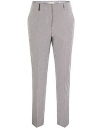 Peserico - Seersucker Cotton Cigarette Trousers - Lyst