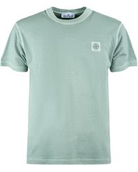 Stone Island - Mint Organic Cotton T-Shirt With Fixed Effect - Lyst