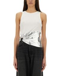 Rabanne - Ribbed Top With Piercing Applique - Lyst