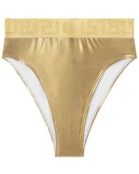 Versace - Greca Border Bikini Bottoms With Metallic Finish - Lyst