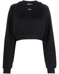 Off-White c/o Virgil Abloh - Off- Logo-Print Cropped Cotton Sweatshirt - Lyst