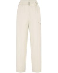 Brunello Cucinelli - Canvas Trousers With Shiny Details - Lyst