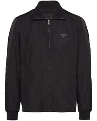 Prada - Triangle-Logo Silk Jacket - Lyst