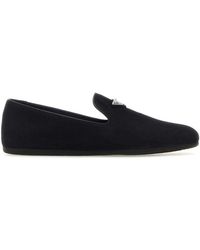 Prada - Velvet Triangle Slippers - Lyst