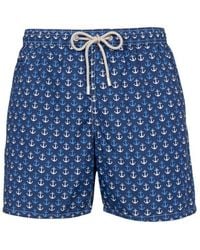 Mc2 Saint Barth - Lightweight Fabric Swim-Shorts Lighting Micro Fantasy With Anchor Print - Lyst