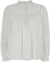 Ba&sh - Blouse With High Neck With Ruffles And Front Closure With Buttons - Lyst