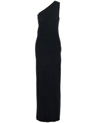 Semicouture - One-Shoulder Long Dress With Asymmetric Neckline - Lyst